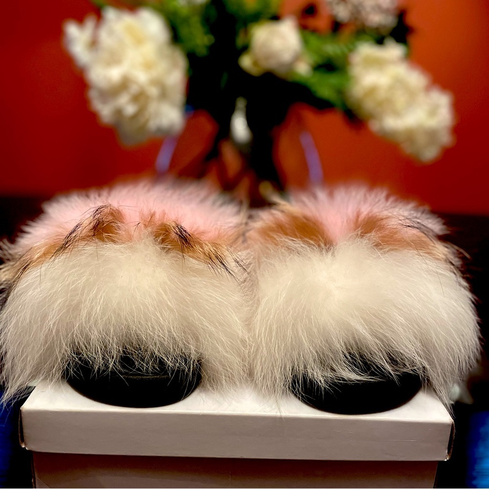 Luxury Multi-Color Faux Fur Slides - image 1
